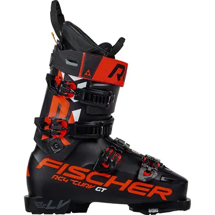 Hangen logo sponsor Fischer RC4 The Curve GT 130 skischoenen heren blauw van skischoenen