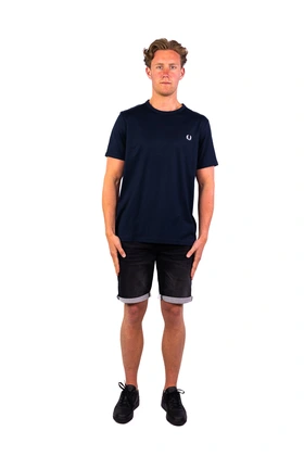 Fred Perry Ringer casual t-shirt heren donkerblauw