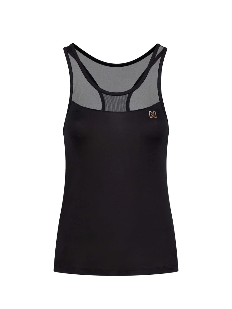 Van Omleiding Het apparaat Nikkie Sportswear Gold Mesh sportshirt dames zwart van badminton shirts