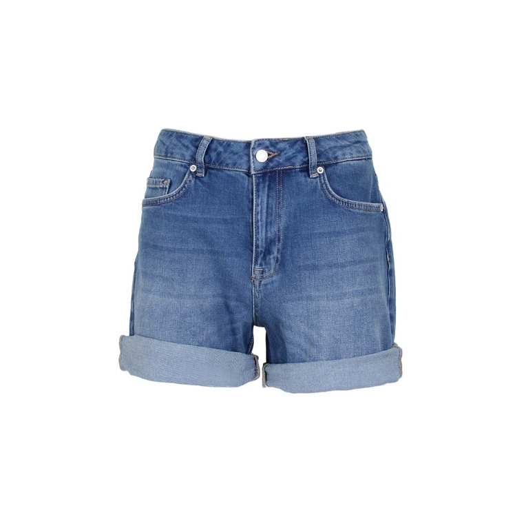 Selected SLFSILLA MW MEDI BLUE FOL UP DNM SH short dames denim