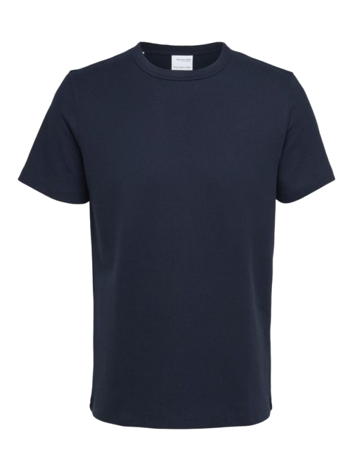 Selected Slhjoseph Pique SS t-shirt heren marine